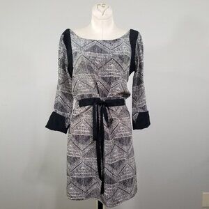 Lauren Silk Shift Dress Size 0 Short Career Classic Jeffrey Monteiro Black Beige